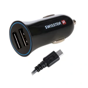 Adaptor Swissten  2,4A Power 2x USB + Micro USB Cablu