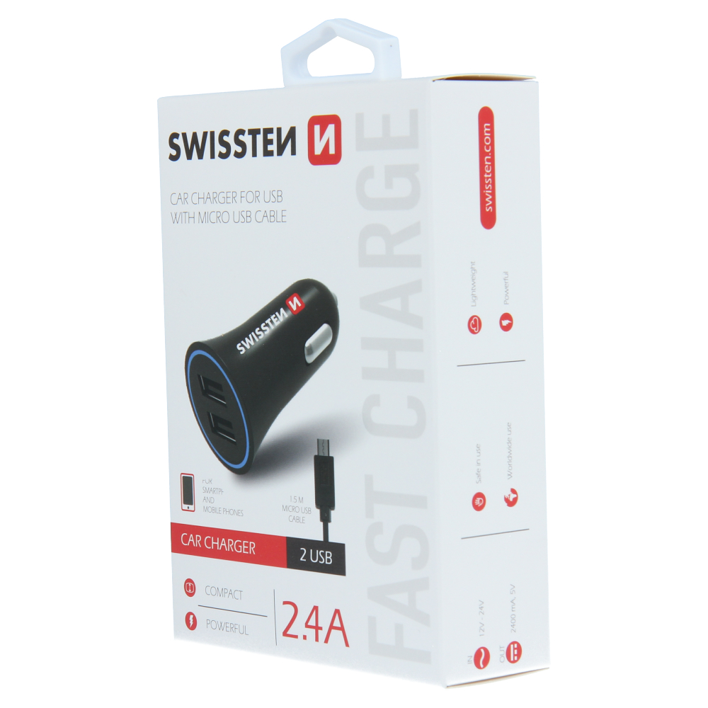 Adaptor Swissten  2,4A Power 2x USB + Micro USB Cablu thumb