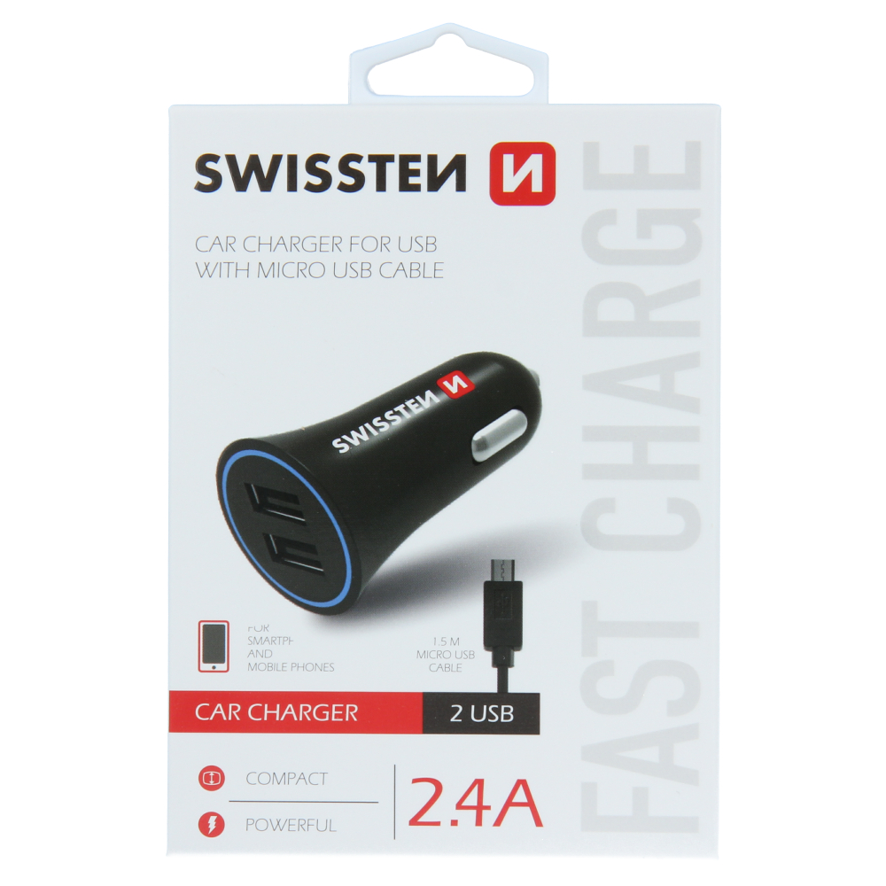 Adaptor Swissten  2,4A Power 2x USB + Micro USB Cablu thumb