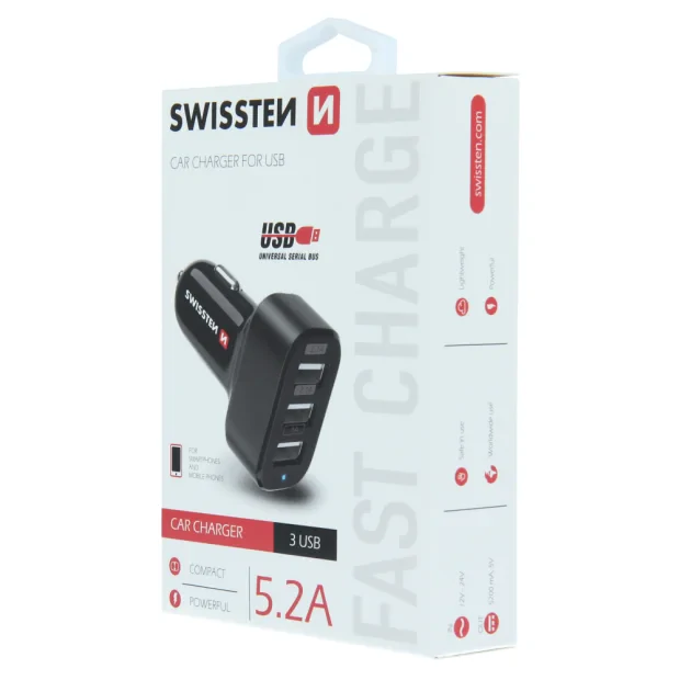 Adaptor Swissten  3x USB 5.2A Power
