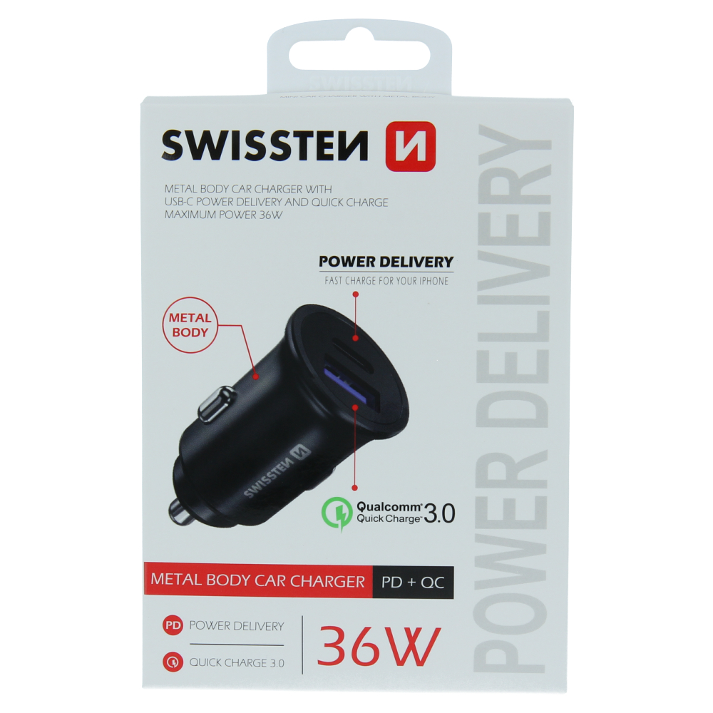 Adaptor Swissten  cu port USB-C + Quick Charge 3.0 36W Metal  thumb