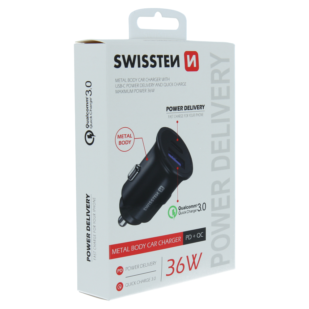 Adaptor Swissten  cu port USB-C + Quick Charge 3.0 36W Metal  thumb