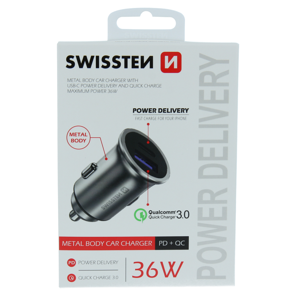 Adaptor Swissten  cu port USB-C + Quick Charge 3.0 36W Metal  thumb