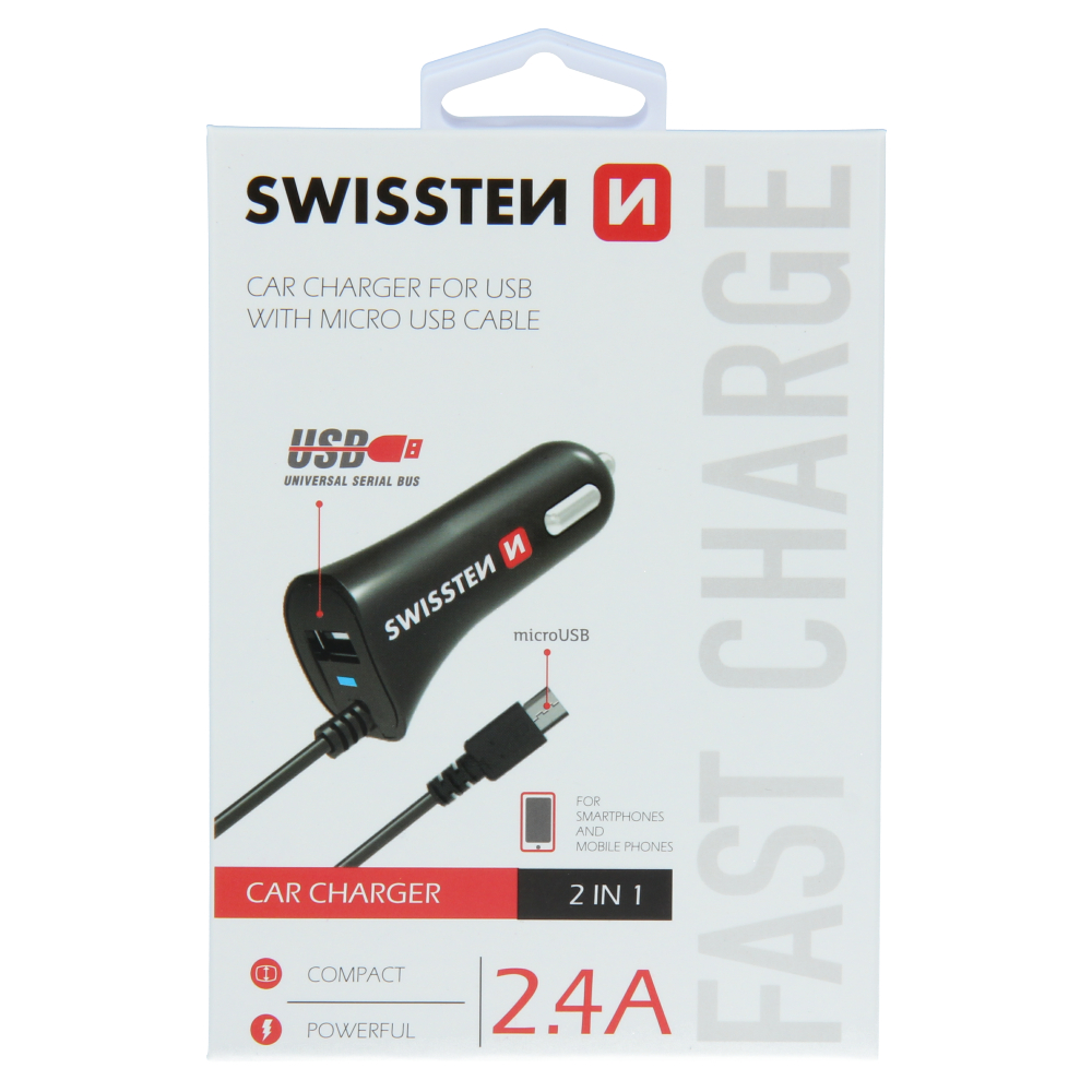Swissten  Incarcator Auto Micro USB si USB 2.4A Power thumb