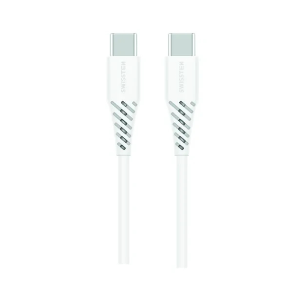 Cablu de date Swissten TPE USB-C/USB-C Putere 5A (100W) 1,5 m Alb