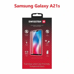 Swissten Glass Full Glue, cadru de culoare, Case friendly Samsung A217 Galaxy A21S Negru