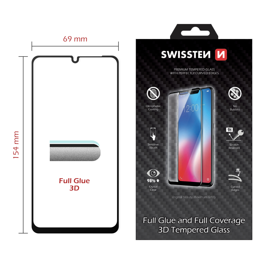 Swissten Glass Ultra Durabil 3d Full Glue Huawei Y6P Negru thumb