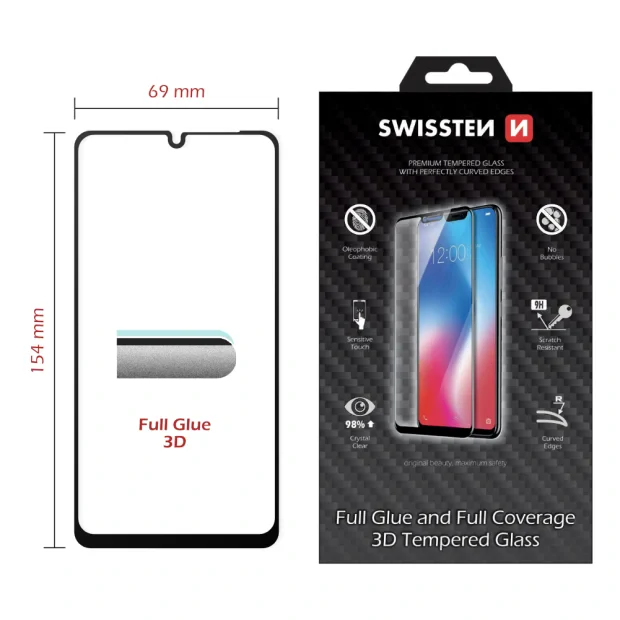 Swissten Glass Ultra Durabil 3d Full Glue Huawei Y6P Negru