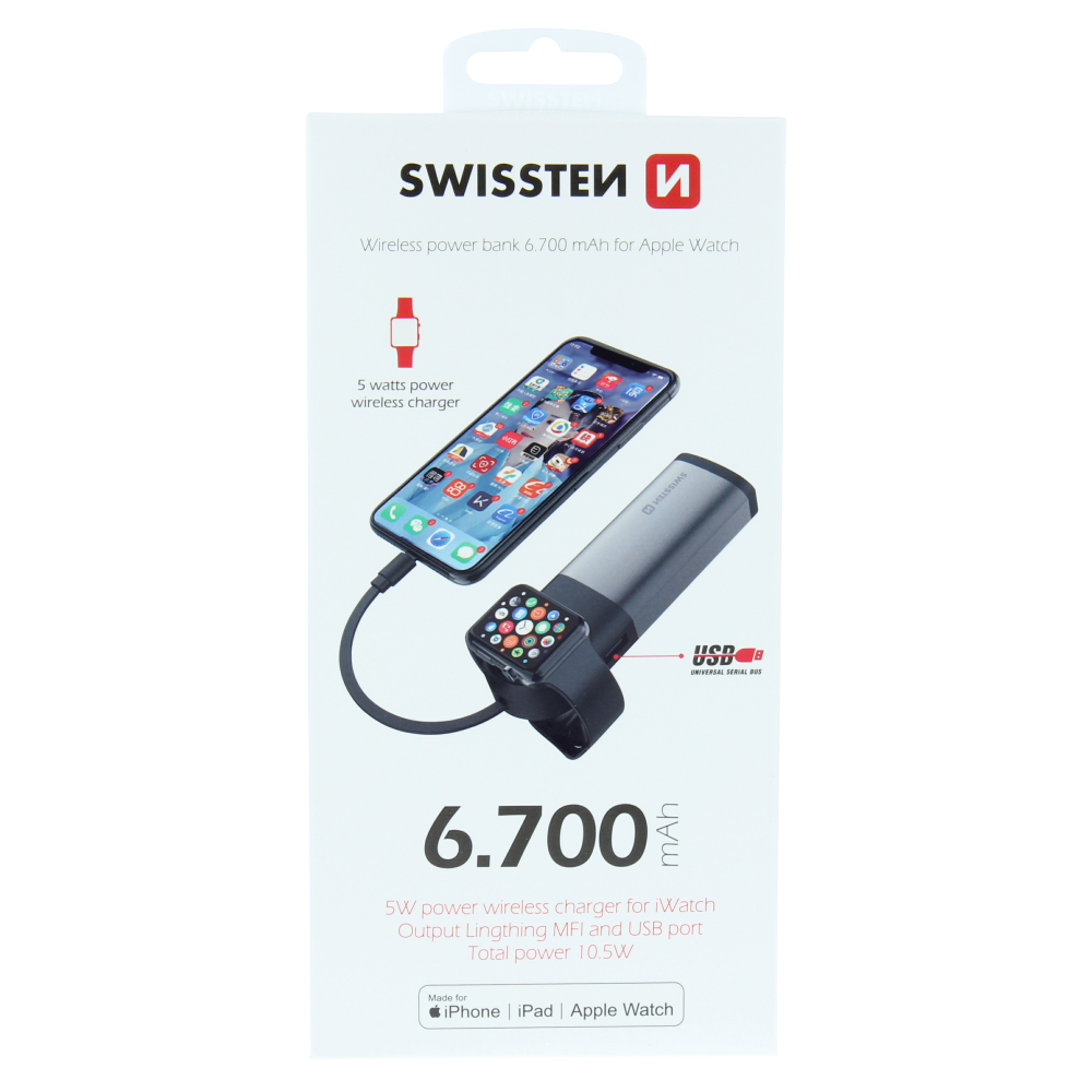 Swissten 2in1 Apple Watch MFI Power Bank 6700 MAH thumb