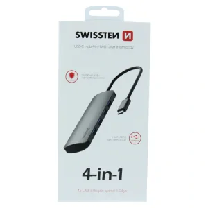 Swissten USB-C Hub 4-in-1 (4X USB 3.0) aluminiu