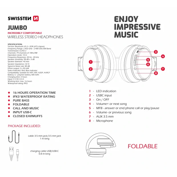 Casti stereo Bluetooth