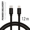 Cablu de date Swissten textil USB-C / Lightning 1,2 m Negru