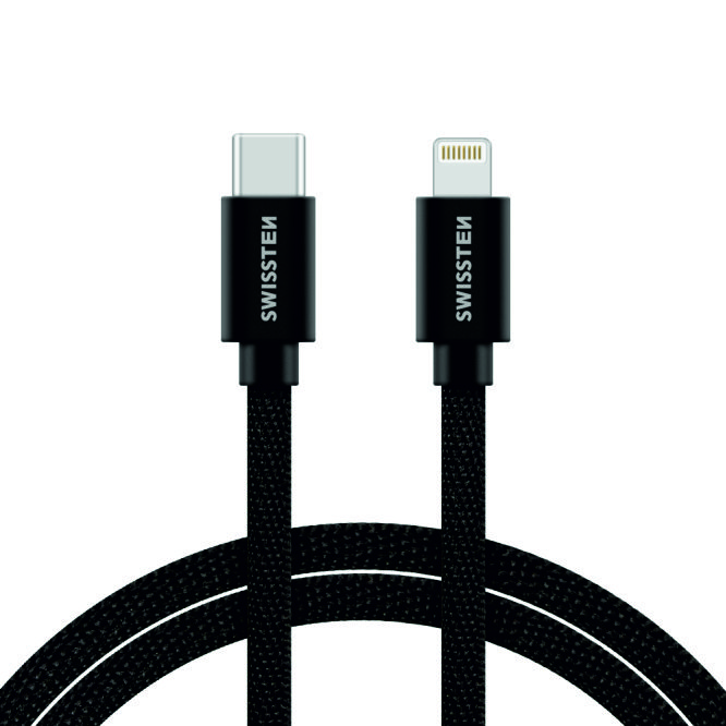 Cablu de date Swissten textil USB-C / Lightning 2,0 m Negru thumb