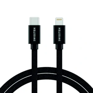 Cablu de date Swissten textil USB-C / Lightning 2,0 m Negru