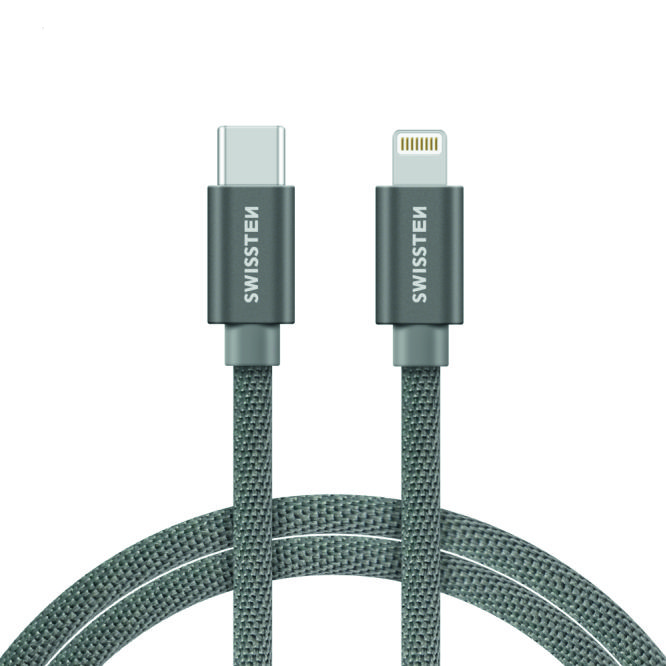 Cablu de date Swissten textil USB-C / Lightning 2,0 m Argintiu thumb