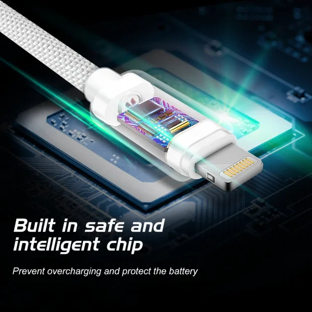 Cablu de date Swissten textil USB-C / Lightning 2,0 m Argintiu