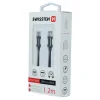 Cablu de date Swissten textil USB-C / USB-C 1,2 m Negru