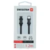 Cablu de date Swissten textil USB-C / USB-C 1,2 m Negru