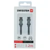 Cablu de date Swissten textil USB-C / USB-C 1,2 m gri