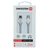 Cablu de date Swissten textil USB-C / USB-C 1,2 m Argintiu