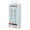 Cablu de date Swissten textil USB-C / USB-C 2,0 m Argintiu