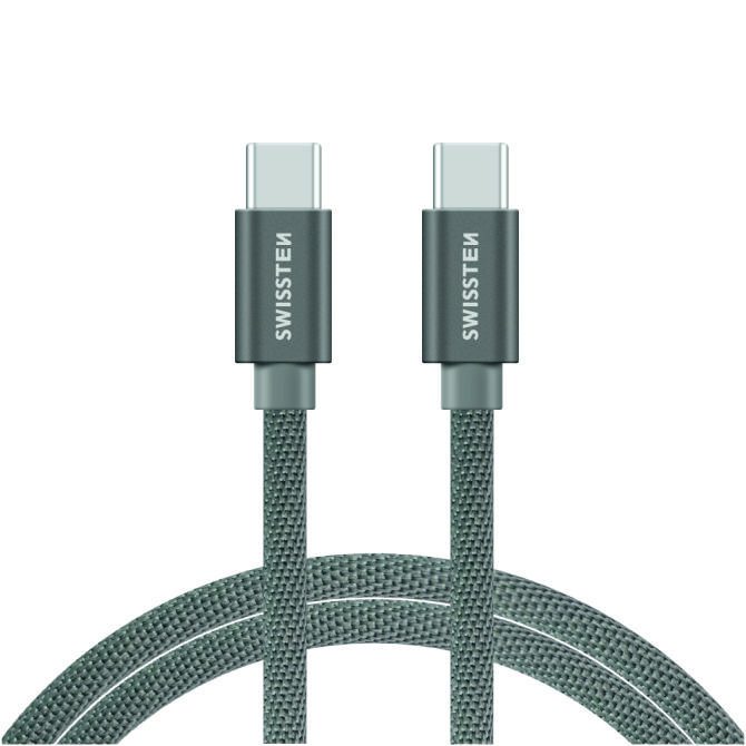 Cablu de date Swissten textil USB-C / USB-C 2,0 m Argintiu thumb