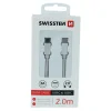Cablu de date Swissten textil USB-C / USB-C 2,0 m Argintiu