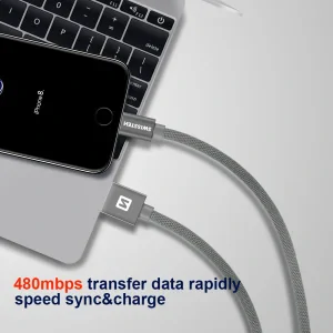 Cablu de date Swissten textil USB / Lightning 0,2 m Rosu
