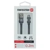 Cablu de date Swissten textil USB / Lightning 0,2 m gri