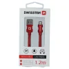Cablu de date Swissten textil USB / Lightning 1,2 m Rosu
