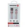 Cablu de date Swissten textil USB / Lightning 1,2 m ROZ / Auriu