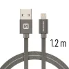 Cablu de date Swissten textil USB / Lightning 1,2 m gri