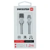 Cablu de date Swissten textil USB / Lightning 1,2 m Argintiu