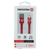 Cablu de date Swissten textil USB / Lightning 2,0 m Rosu
