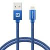 Cablu de date Swissten textil USB / Lightning 2,0 m albastru