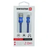 Cablu de date Swissten textil USB / Lightning 2,0 m albastru