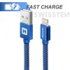 Cablu de date Swissten textil USB / Lightning 2,0 m albastru