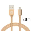 Cablu de date Swissten textil USB / Lightning 2,0 m Gold