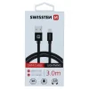 Cablu de date Swissten textil USB / Lightning 3,0 m Negru