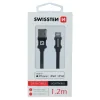 Cablu de date Swissten textil USB / Lightning MFI 1,2 m Negru