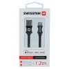 Cablu de date Swissten textil USB / Lightning MFI 1,2 m Negru