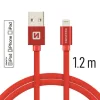 Cablu de date Swissten textil USB / Lightning MFI 1,2 m Rosu
