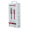 Cablu de date Swissten textil USB / Lightning MFI 1,2 m Rosu