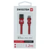 Cablu de date Swissten textil USB / Lightning MFI 1,2 m Rosu