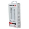 Cablu de date Swissten textil USB / Lightning MFI 1,2 m Argintiu