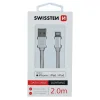 Cablu de date Swissten textil USB / Lightning MFI 2,0 m Argintiu