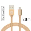 Cablu de date Swissten textil USB / Lightning MFI 2,0 m Auriu