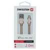 Cablu de date Swissten textil USB / Lightning MFI 2,0 m Auriu