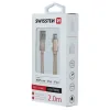 Cablu de date Swissten textil USB / Lightning MFI 2,0 m Auriu