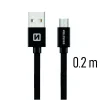 Cablu de date Swissten textil USB / Micro USB 0,2 M Negru